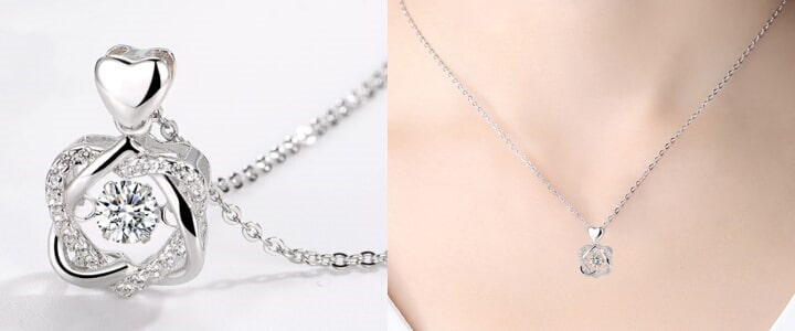 揺れるCZネックレス