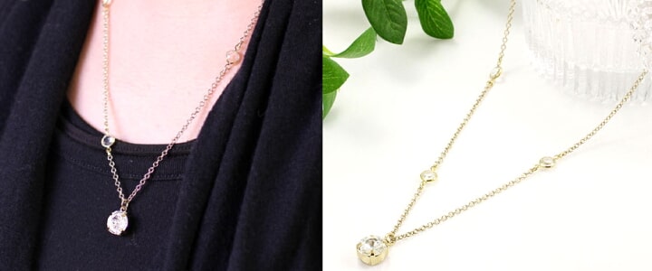 大粒クリスタルロングネックレス