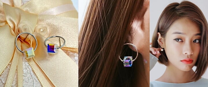 レインボーキューブピアス