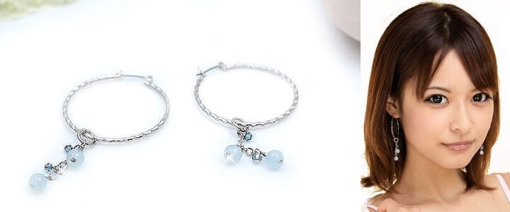 ブルークォーツ付きフープピアス