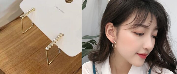 スクエアフープピアス