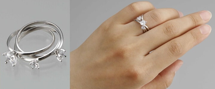 キュービックジルコニア3連リング