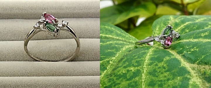 グリーン＆ピンクトルマリンリング